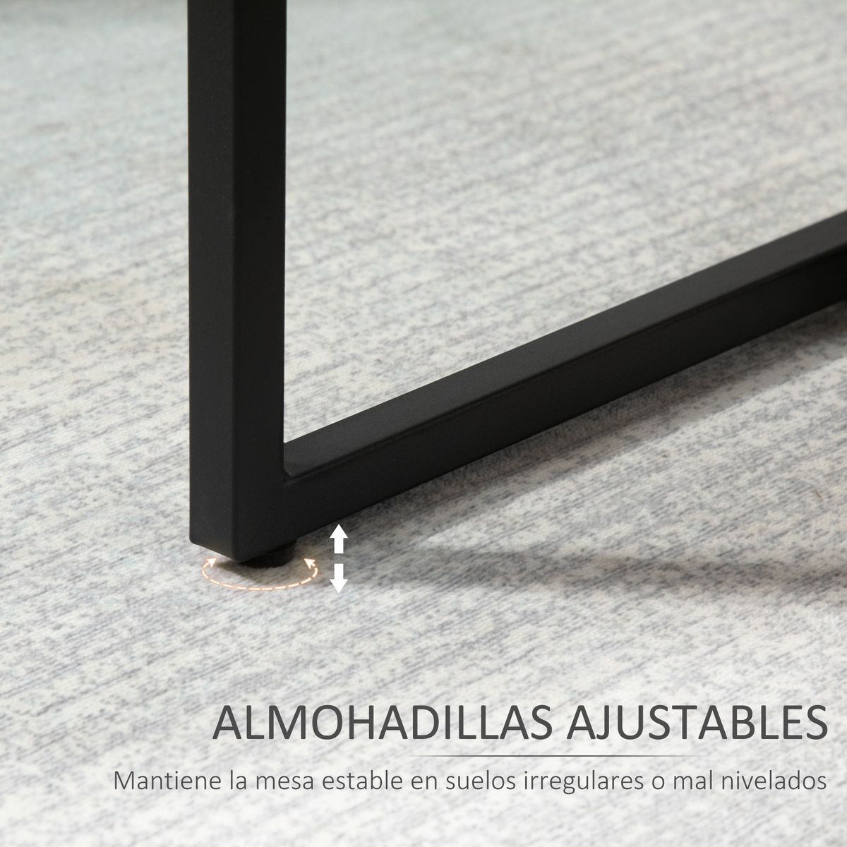 Mesa auxiliar Centauro Homcom 2 estantes pies ajustables negro/natural 48x35x45 cm