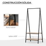 Perchero Granada Homcom con 2 estantes negro/natural 149x64x42,5 cm