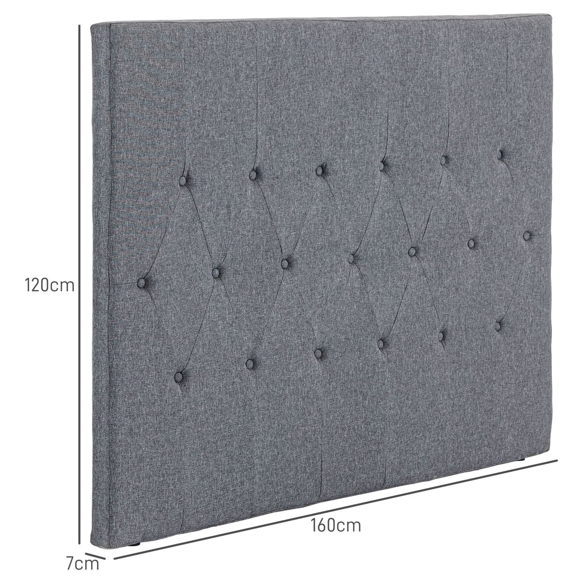 Cabecero Type Homcom tapizado en tela gris 120x160x7 cm medidas