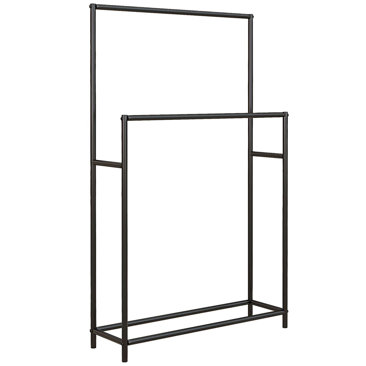 Toallero de pie Lanzarote Homcom 2 barras para colgar metal negro 110x66x20 cm