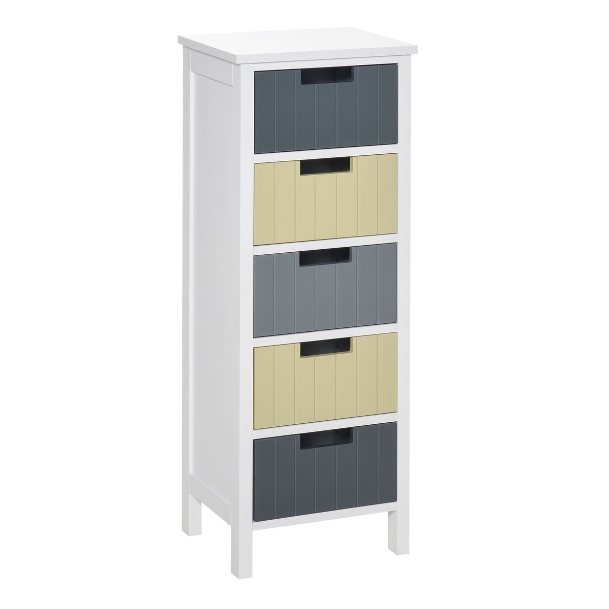 Cajonera Luz Homcom 5 cajones multicolor 90,5x35x28 cm fondo blanco