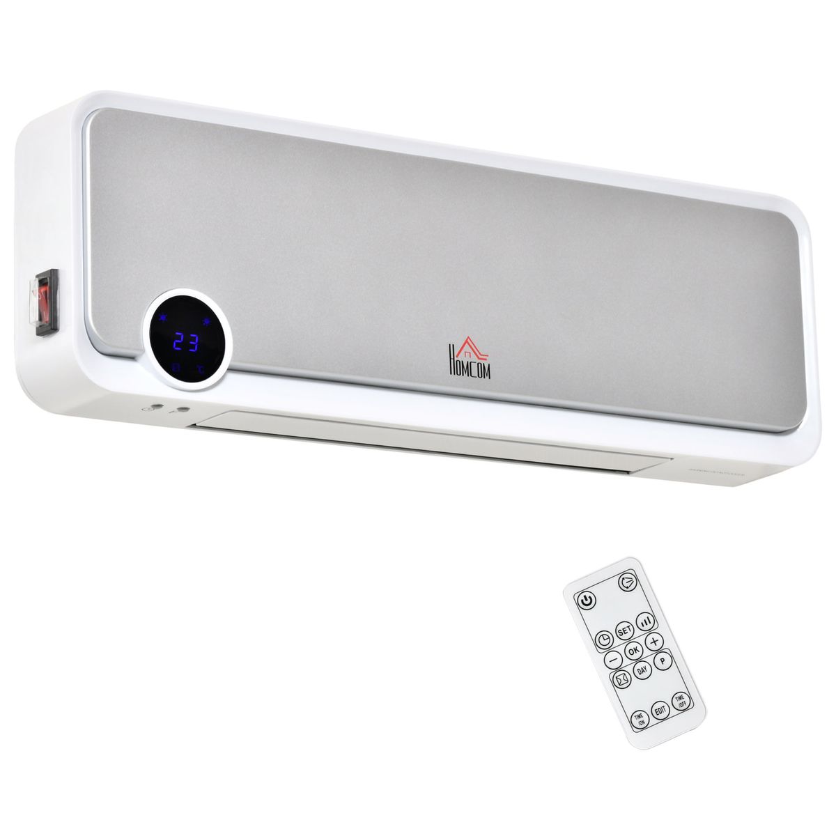 Calefactor de pared Homcom 2000W 3 modos con pantalla LED blanco fondo blanco