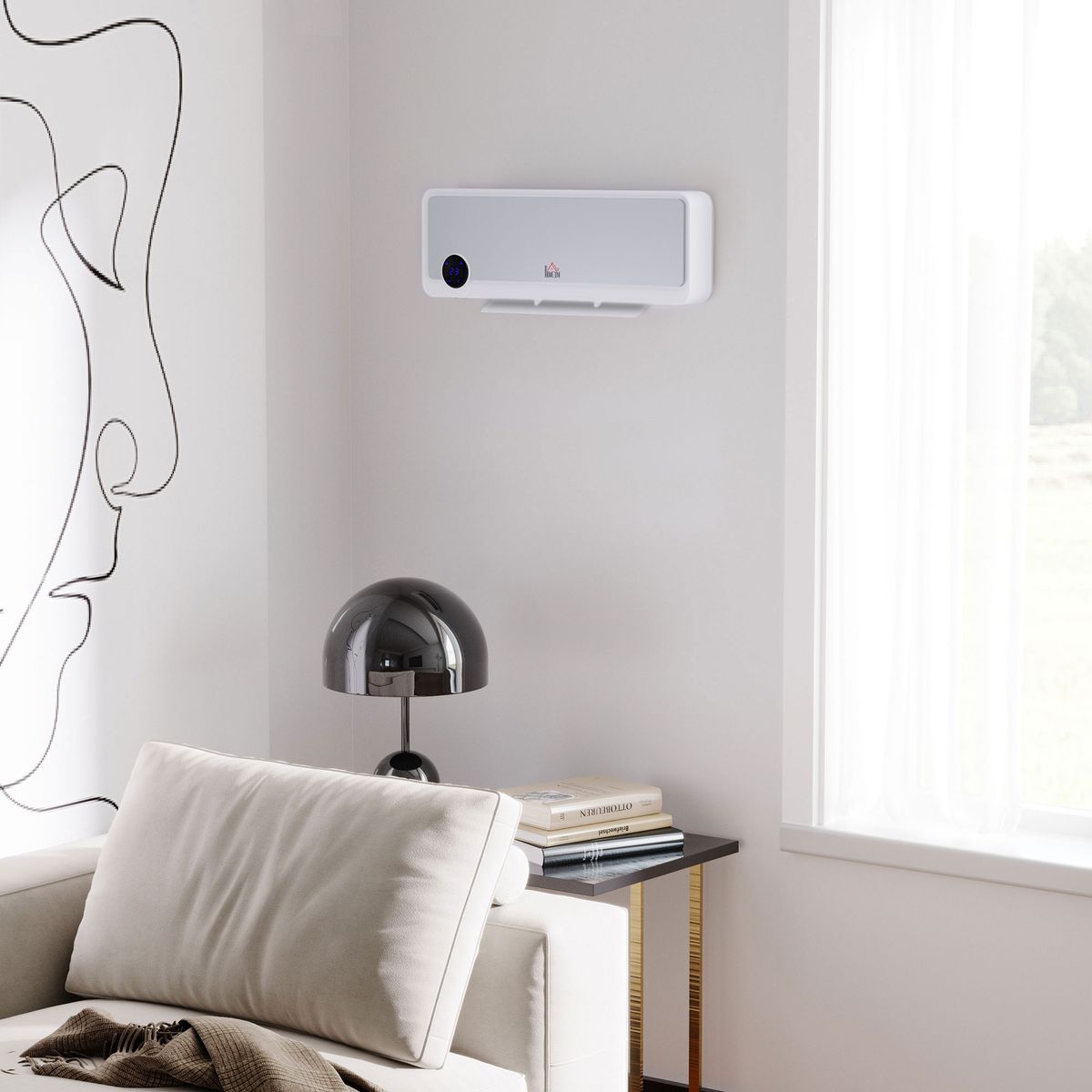 Calefactor de pared Homcom 2000W 3 modos con pantalla LED blanco animada