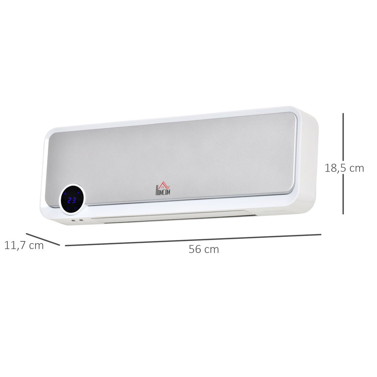 Calefactor de pared Homcom 2000W 3 modos con pantalla LED blanco medidas