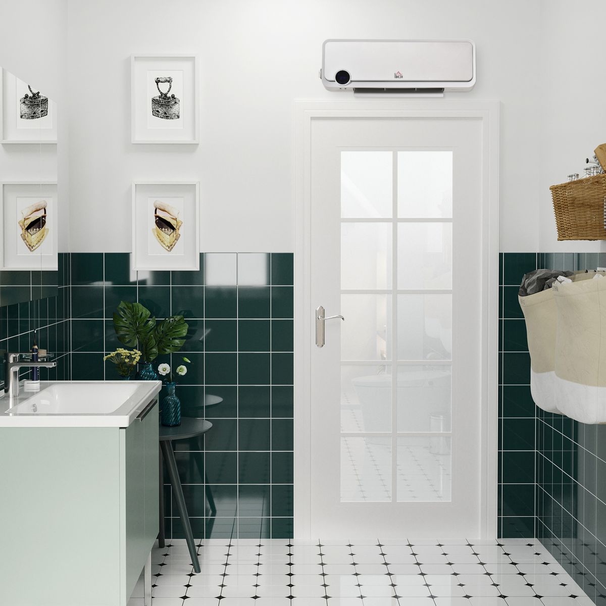 Calefactor de pared Homcom 2000W 3 modos con pantalla LED blanco