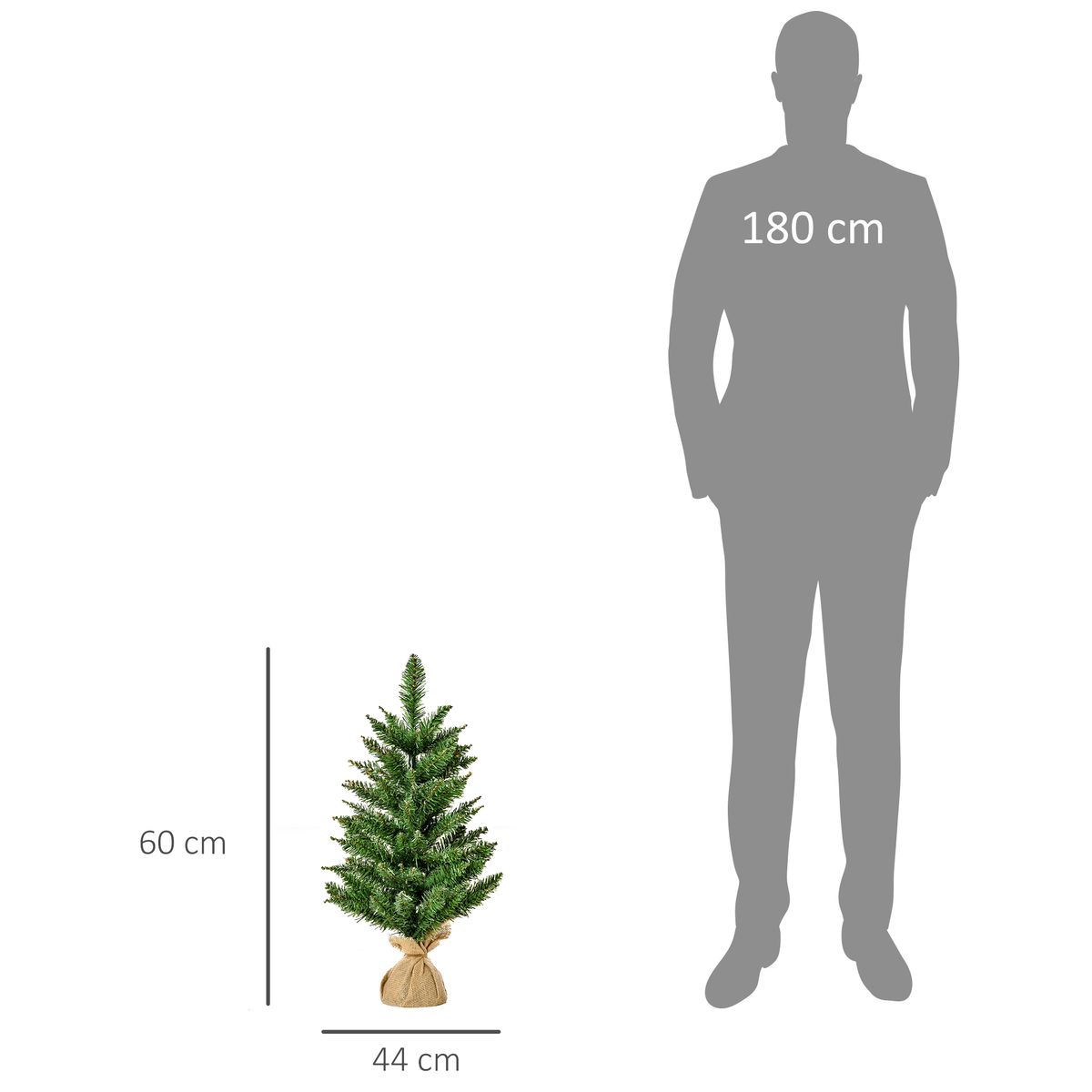 Árbol de Navidad Homcom 70 ramas con base de tela verde Ø44x60 cm medidas