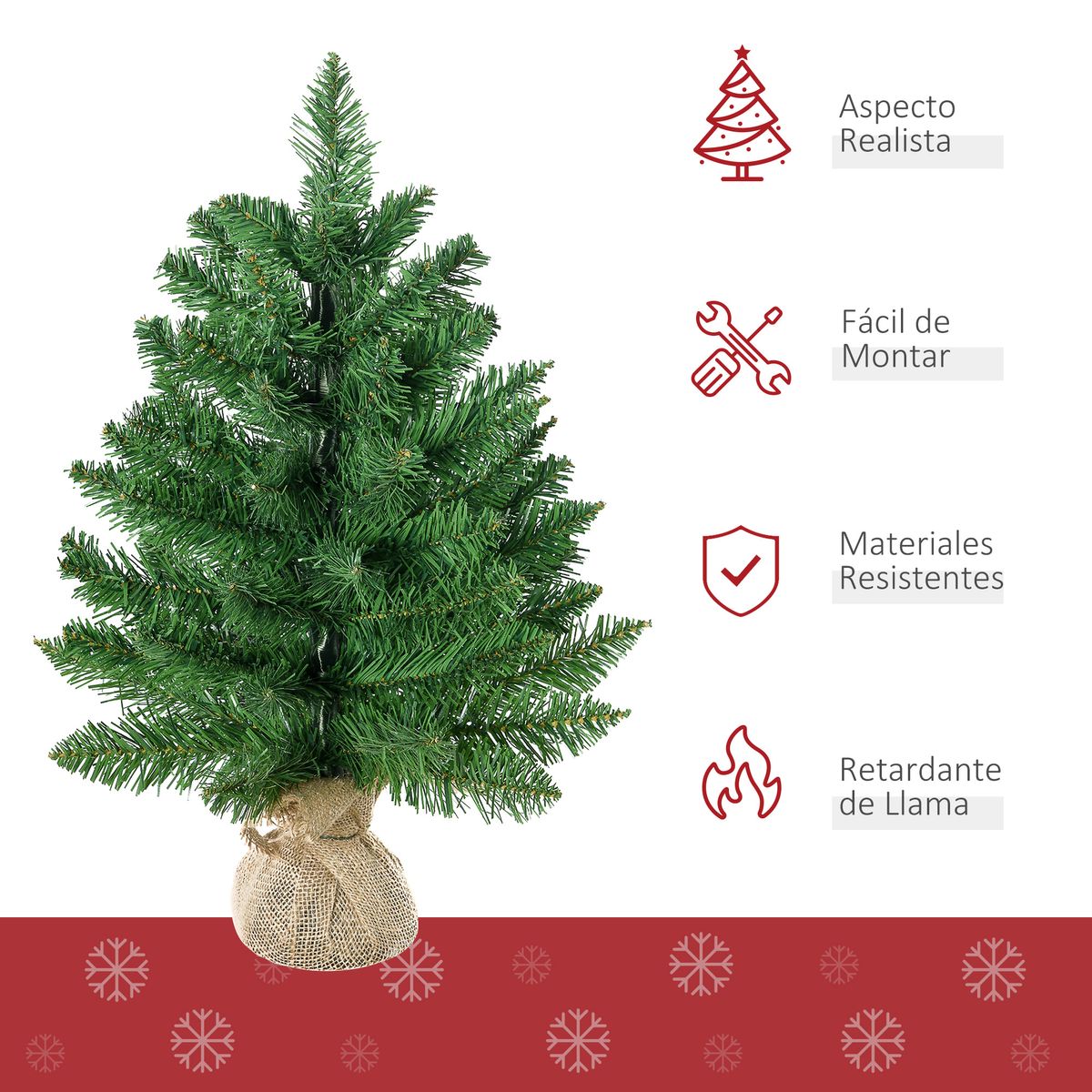 Árbol de Navidad Homcom 70 ramas con base de tela verde Ø44x60 cm caracteristicas