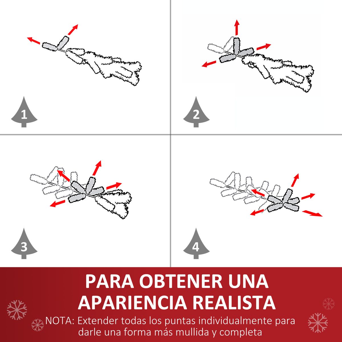 Árbol de Navidad Homcom 70 ramas con base de tela verde Ø44x60 cm base