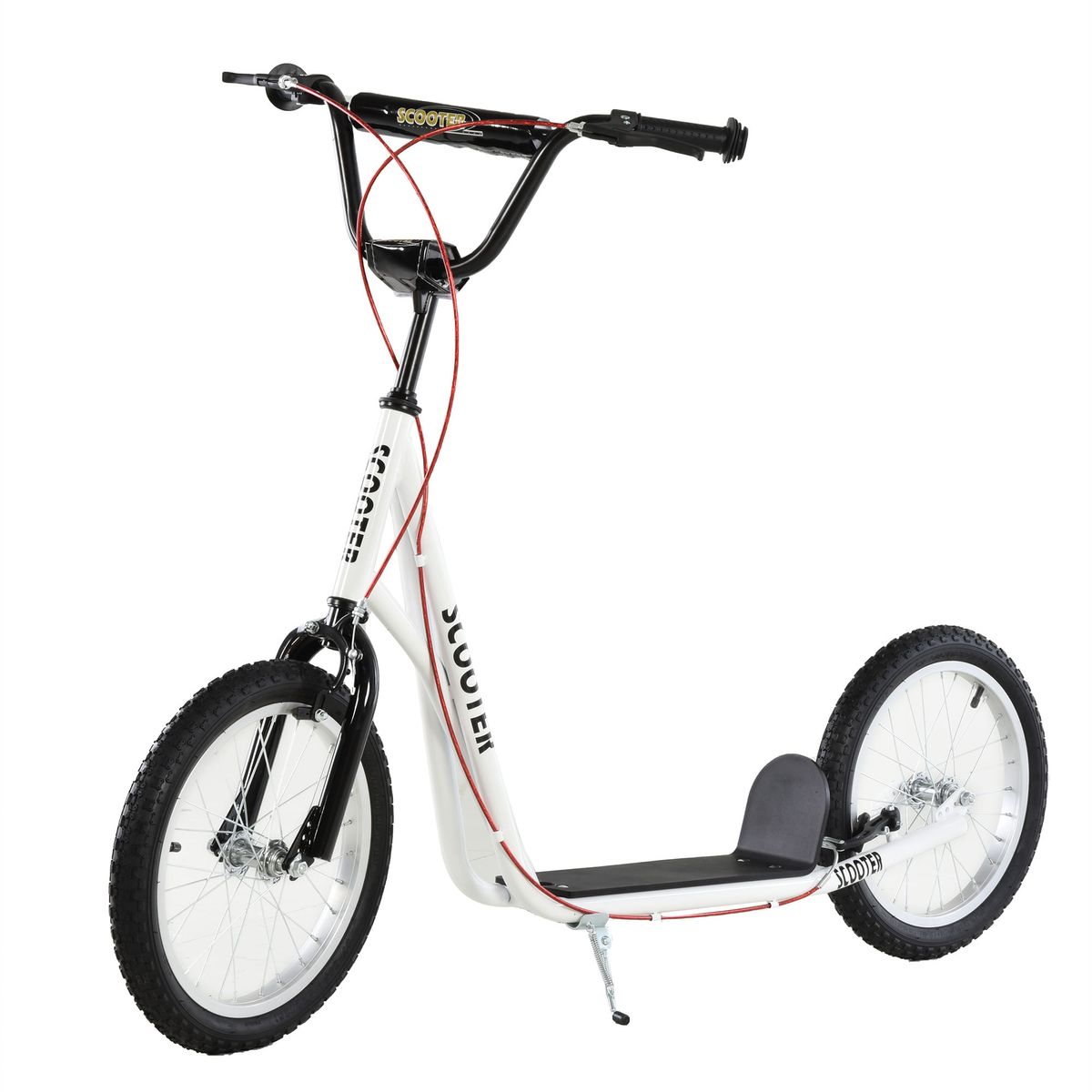 Patinete scooter Marte Homcom manillar ajustable + doble freno blanco 96x58x139 cm
