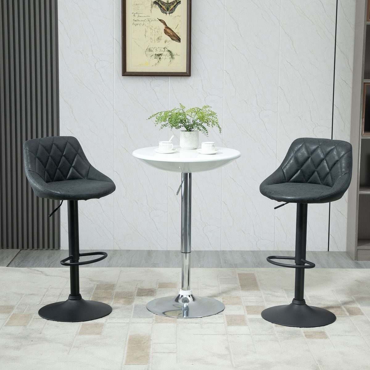 Pack de 2 taburetes Damn Homcom con respaldo altura ajustable negro 83-104x46x48 cm animada