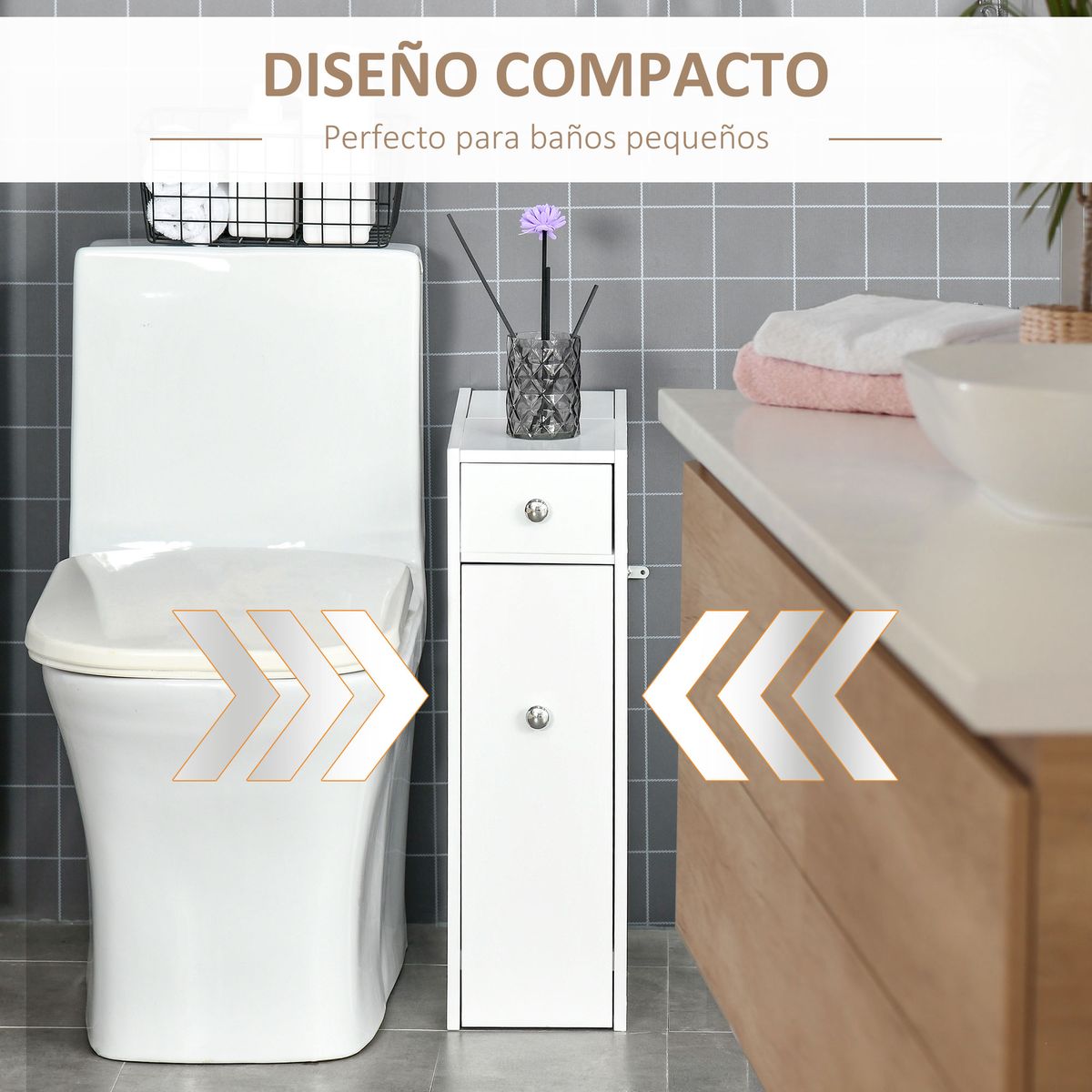 Armario auxiliar Lohia Homcom 2 cajones blanco 58x17x48 cm