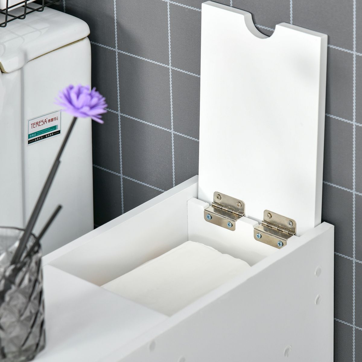 Armario auxiliar Lohia Homcom 2 cajones blanco 58x17x48 cm detalle