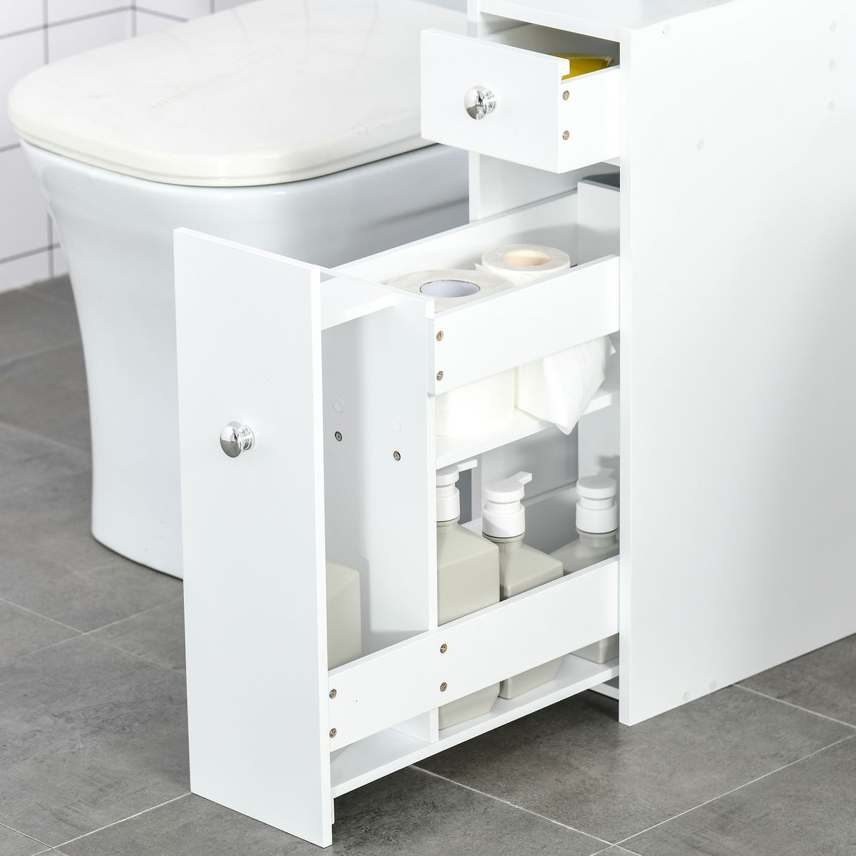 Armario auxiliar Lohia Homcom 2 cajones blanco 58x17x48 cm detalle