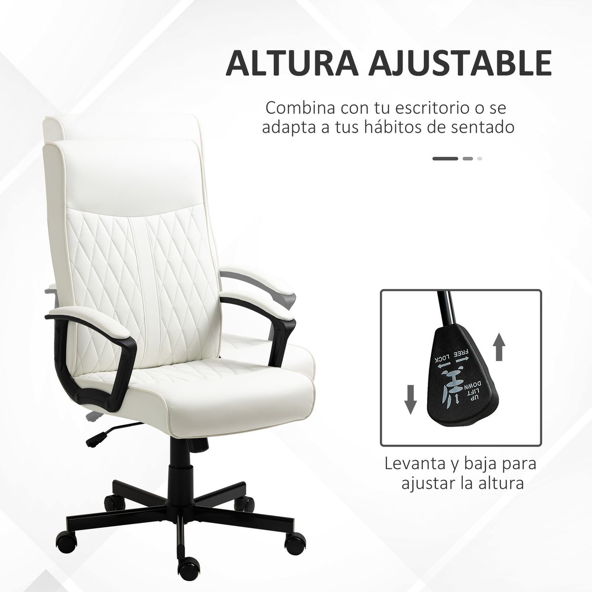 Silla de oficina Suculenta Vinsetto altura ajustable respaldo inclinable crema 102-112,5x72x65 cm