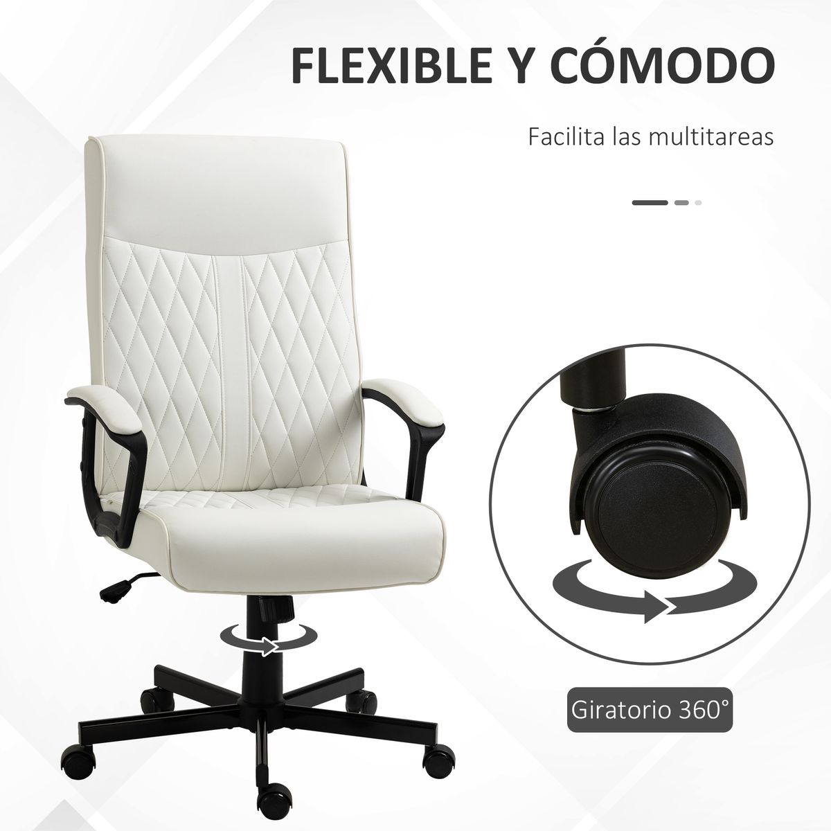 Silla de oficina Suculenta Vinsetto altura ajustable respaldo inclinable crema 102-112,5x72x65 cm