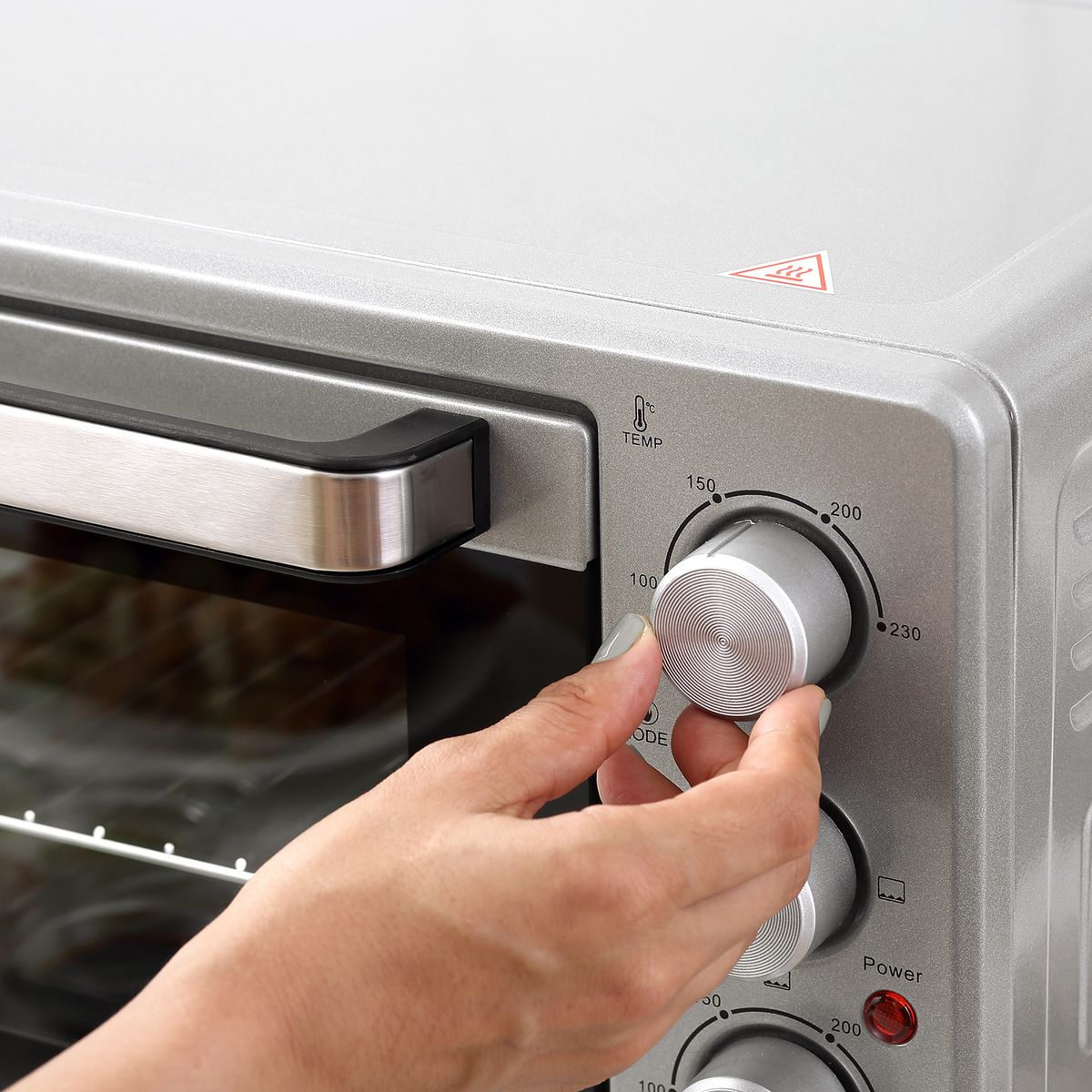 Horno eléctrico de sobremesa Andrómeda Homcom 1600W 3 modos de cocción 32L plata 33,5x38,1x52 cm