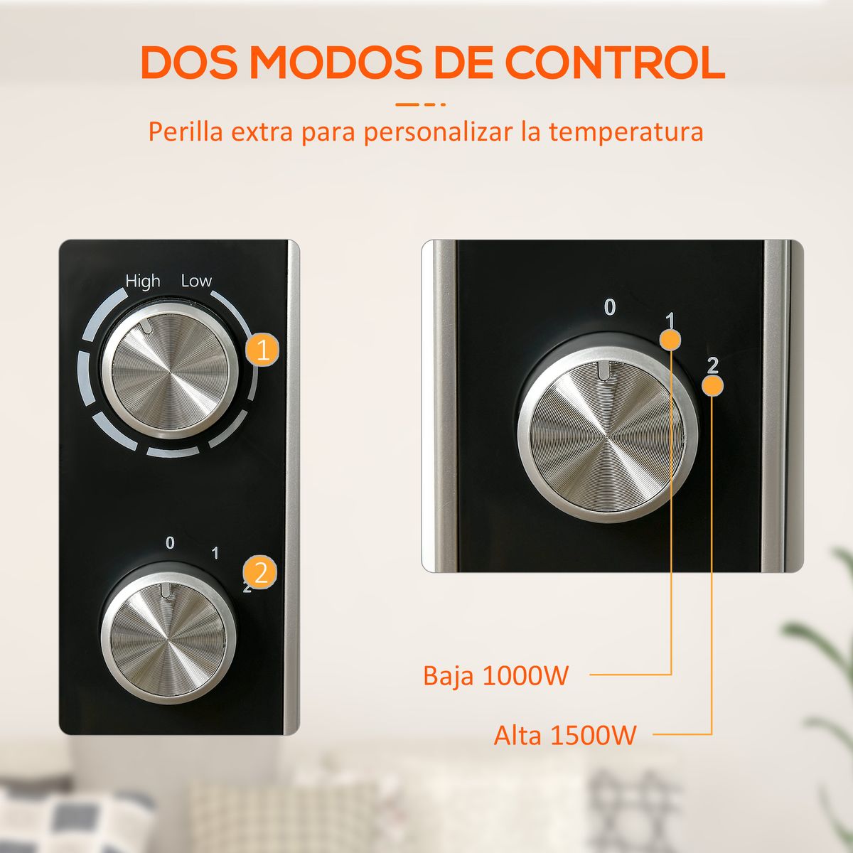 Radiador de mica Homcom 1500W 2 potencias blanco