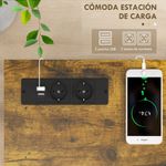 Recibidor de entrada con estación de carga Homcom Odisea 2 estantes + 2 tomas de corriente + 2 puertos USB marrón 75x24x100 cm