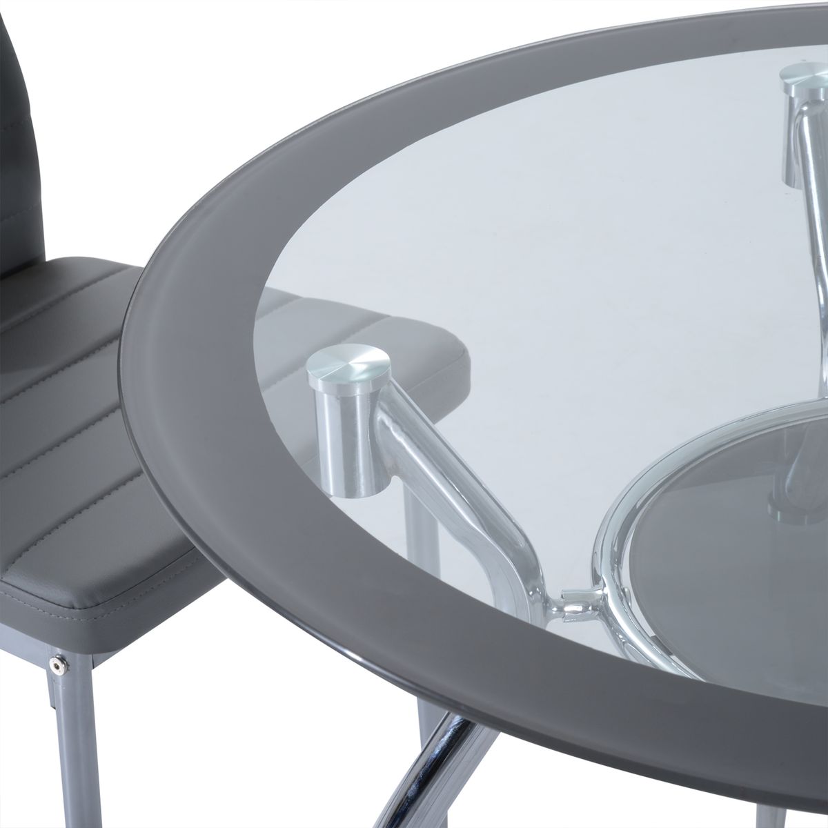 Conjunto de comedor Arpa Homcom mesa + 4 sillas gris detalle mesa
