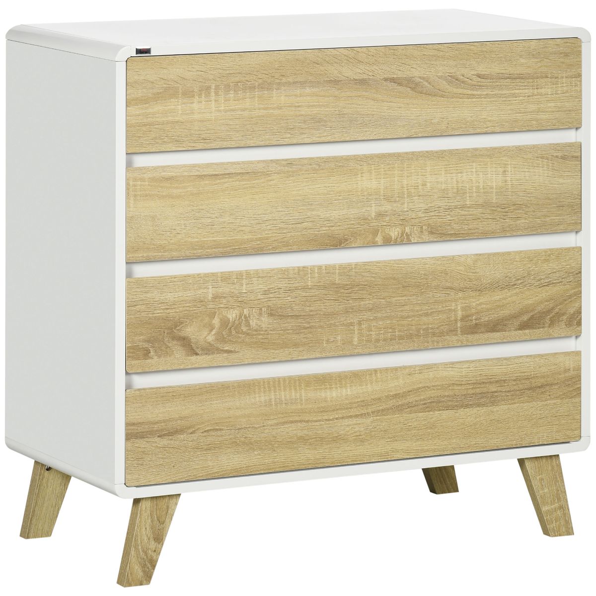 Cómoda Paris Homcom 4 cajones con patas blanco/roble 79,5x80x40 cm fondo blanco