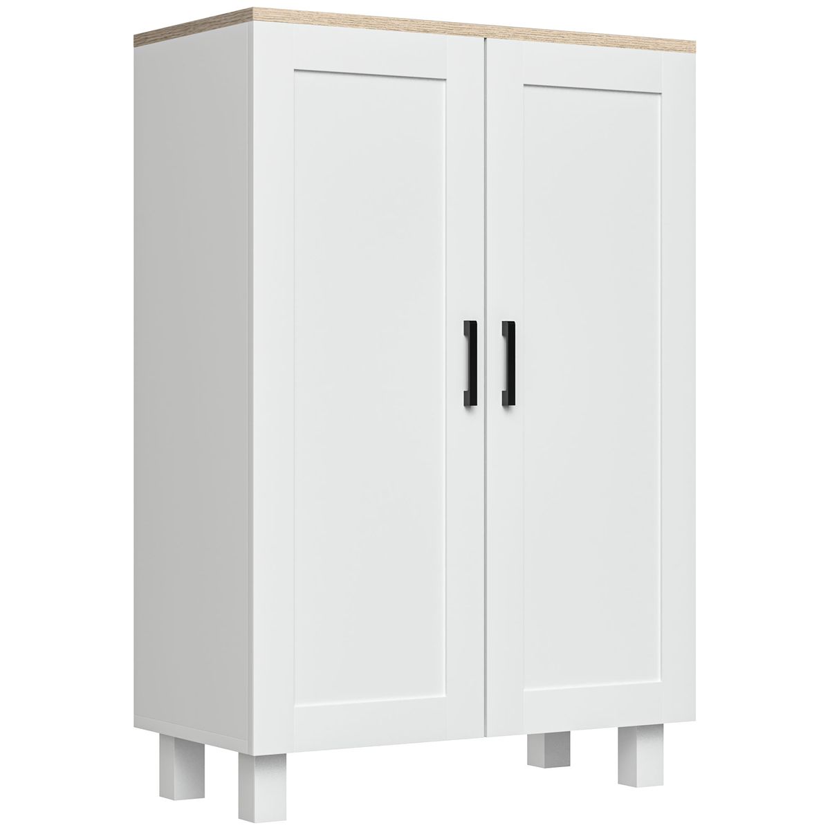Mueble auxiliar Tinta Homcom 2 puertas con estante ajustable blanco 90x60x30 cm fondo blanco
