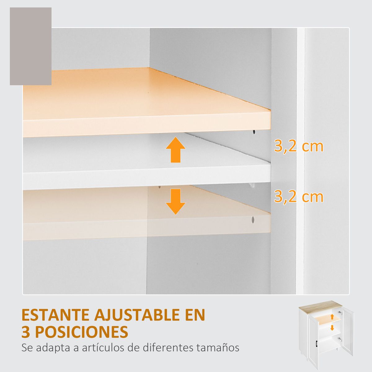 Mueble auxiliar Tinta Homcom 2 puertas con estante ajustable blanco 90x60x30 cm