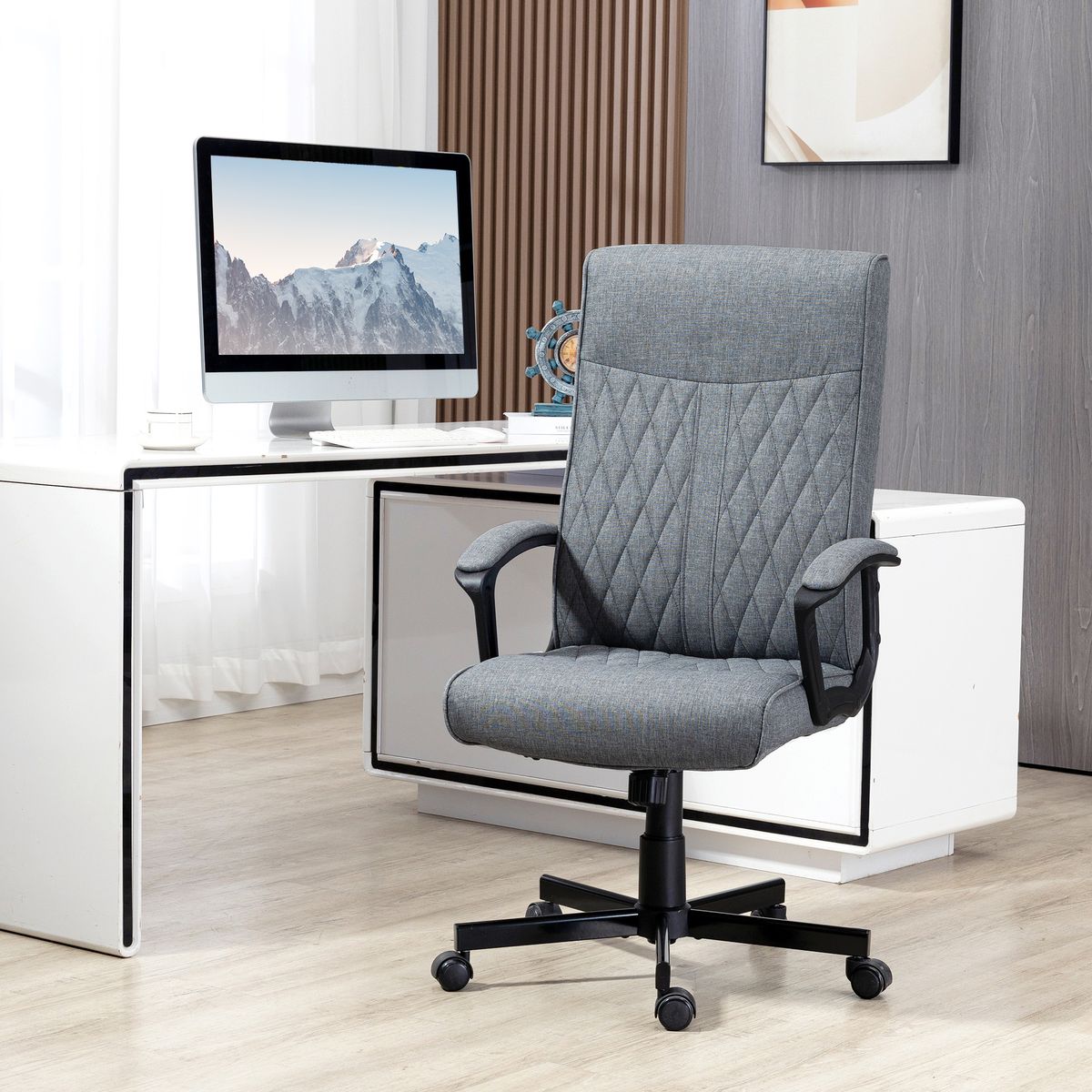 Silla de oficina Rosa Vinsetto altura regulable respaldo reclinable gris 102-112,5x72x65 cm