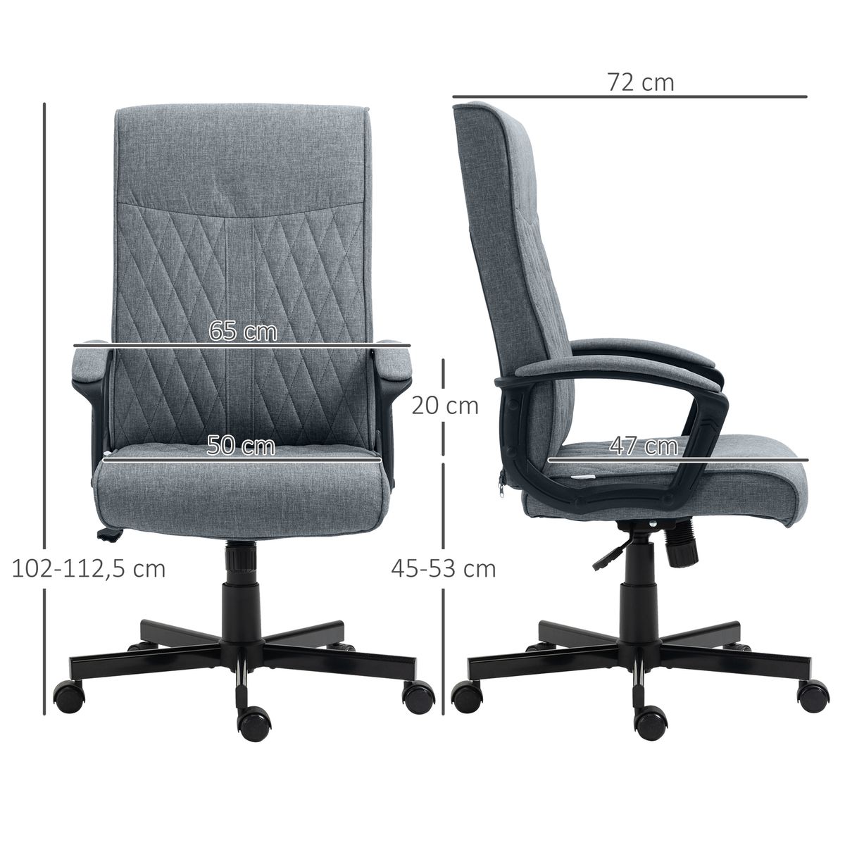 Silla de oficina Rosa Vinsetto altura regulable respaldo reclinable gris 102-112,5x72x65 cm