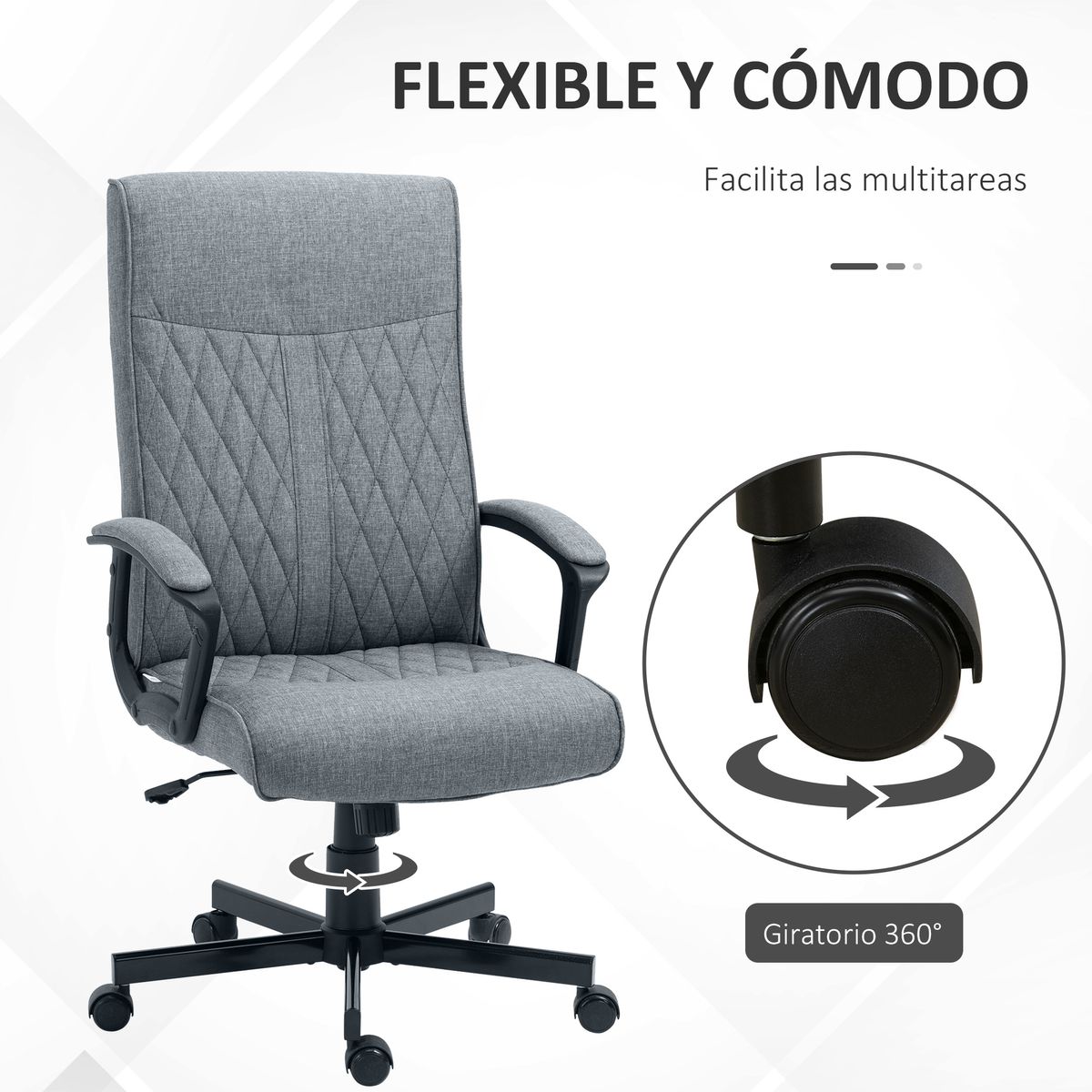 Silla de oficina Rosa Vinsetto altura regulable respaldo reclinable gris 102-112,5x72x65 cm