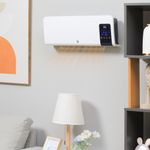 Calefactor de pared Homcom 2000W pantalla LED con mando a distancia blanco animada