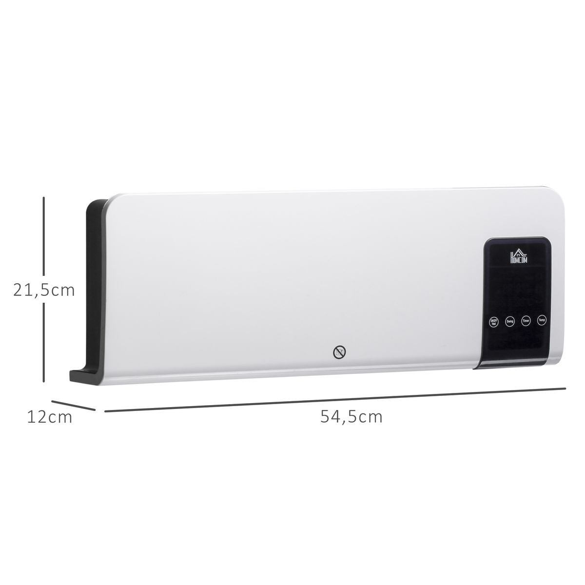 Calefactor de pared Homcom 2000W pantalla LED con mando a distancia blanco medidas