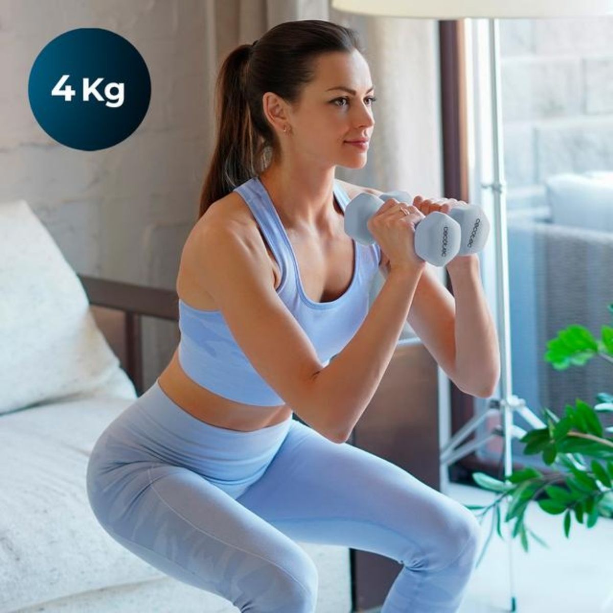 Set de 2 mancuernas Cecotec Drumfit 400 DoubleNeo 4 kg neopreno antideslizante azul