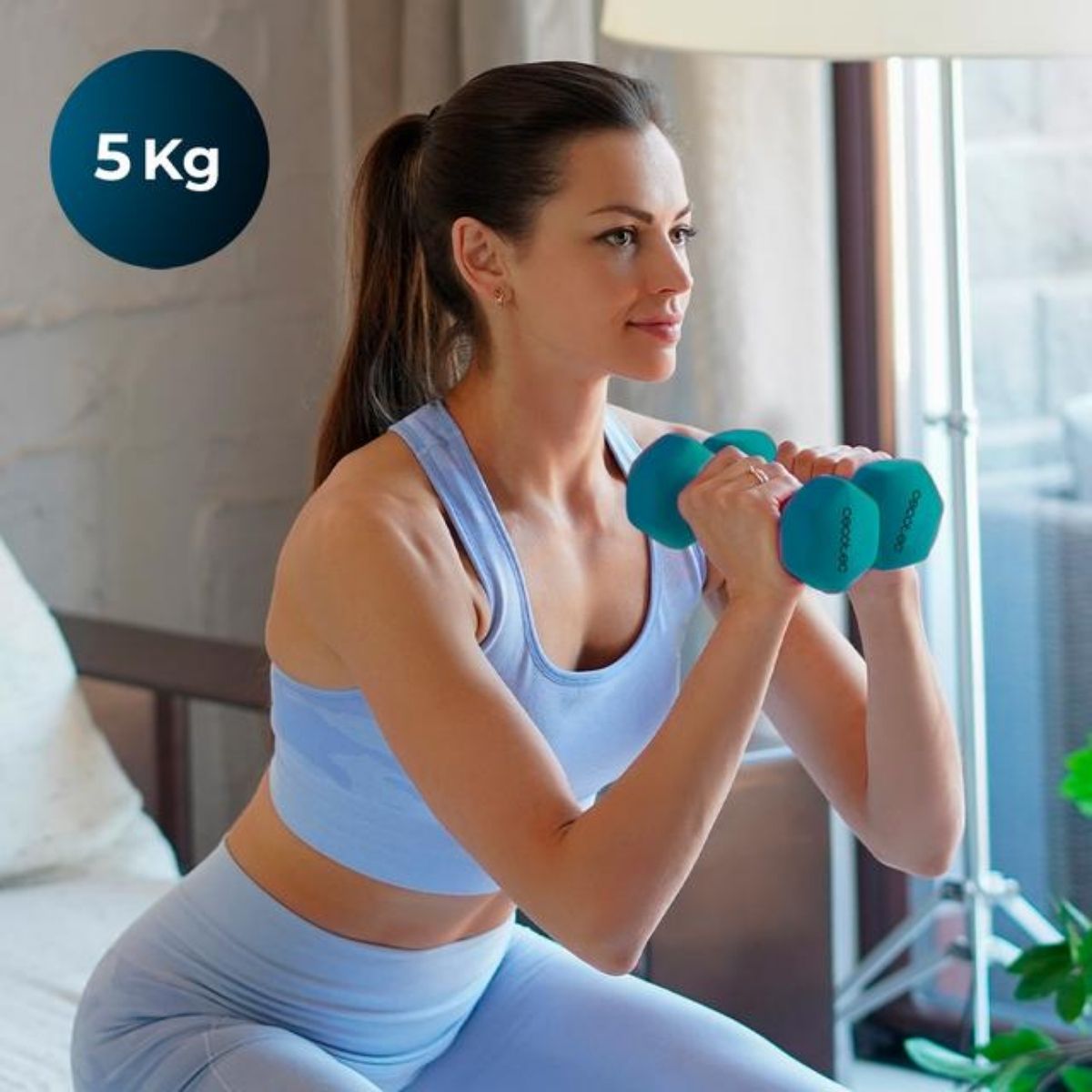 Set de 2 mancuernas Cecotec Drumfit 500 DoubleNeo 5 kg neopreno antideslizante azul