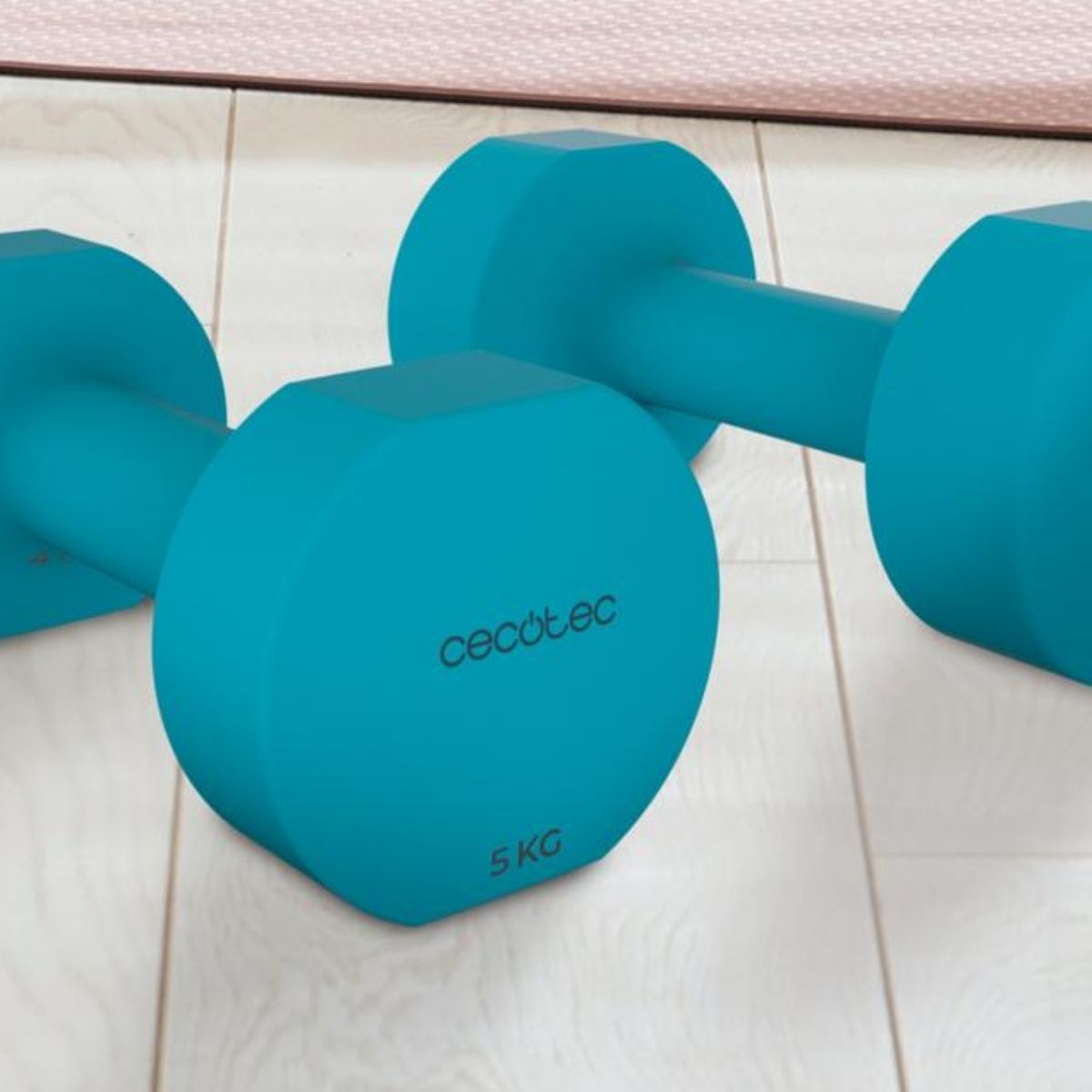 Set de 2 mancuernas Cecotec Drumfit 500 DoubleNeo 5 kg neopreno antideslizante azul