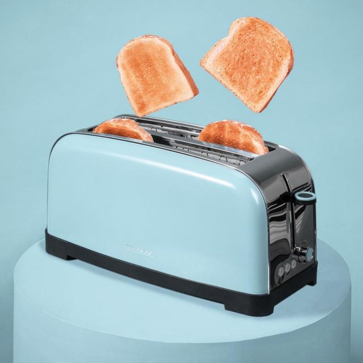 Tostador vertical Cecotec Toastin’ Time 850W diseño vintage ranura larga azul