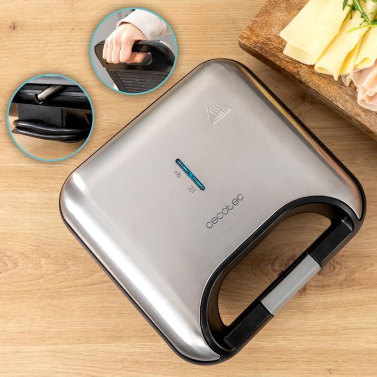 Sandwichera Cecotec Rock’nToast Grill 800W estilo parrilla inox