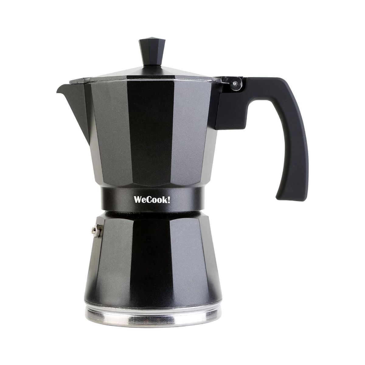 Cafetera italiana Wecook Luccia aluminio negro fondo blanco