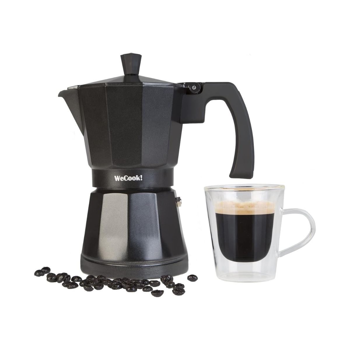 Cafetera italiana Wecook Luccia aluminio negro animada