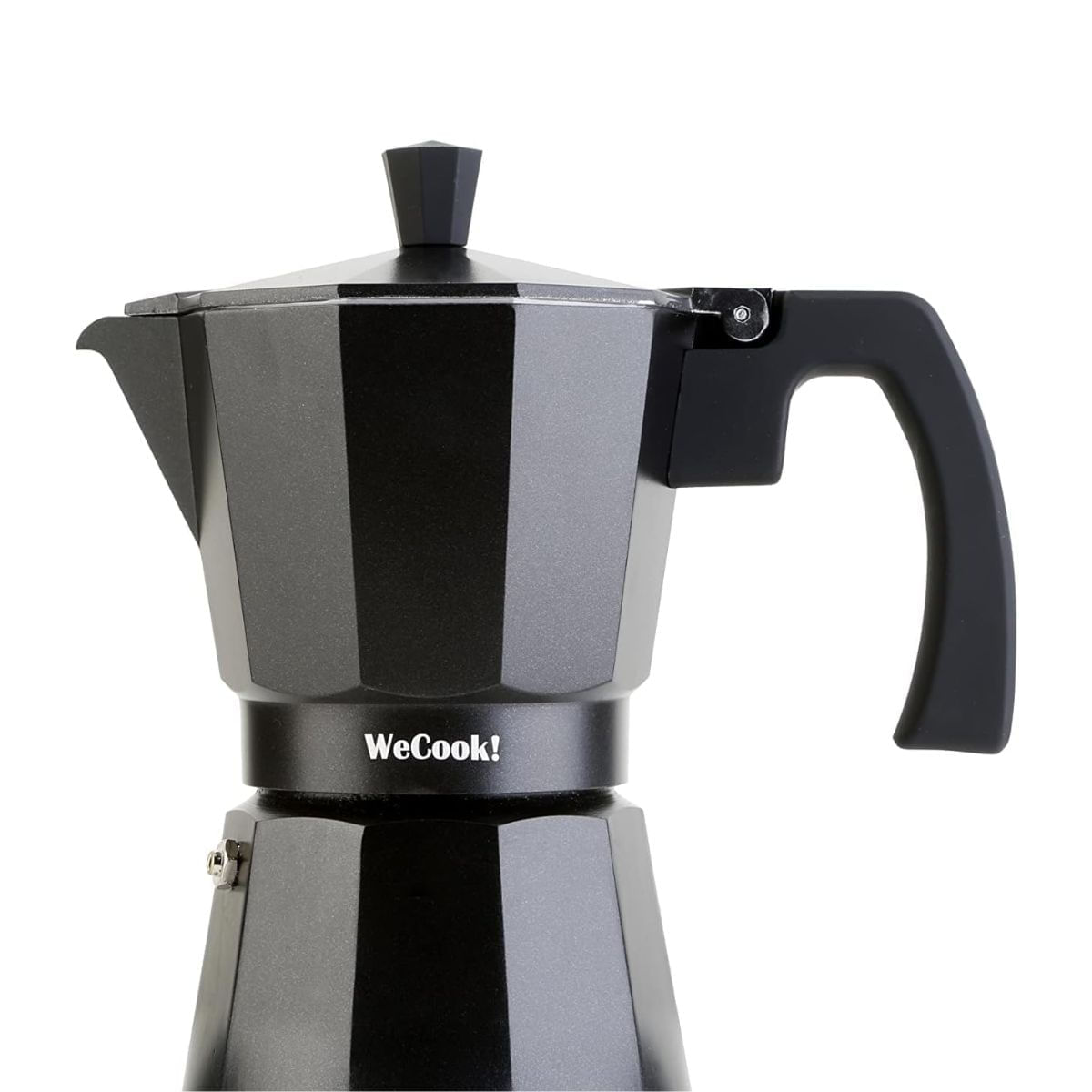 Cafetera italiana Wecook Luccia aluminio negro detalle