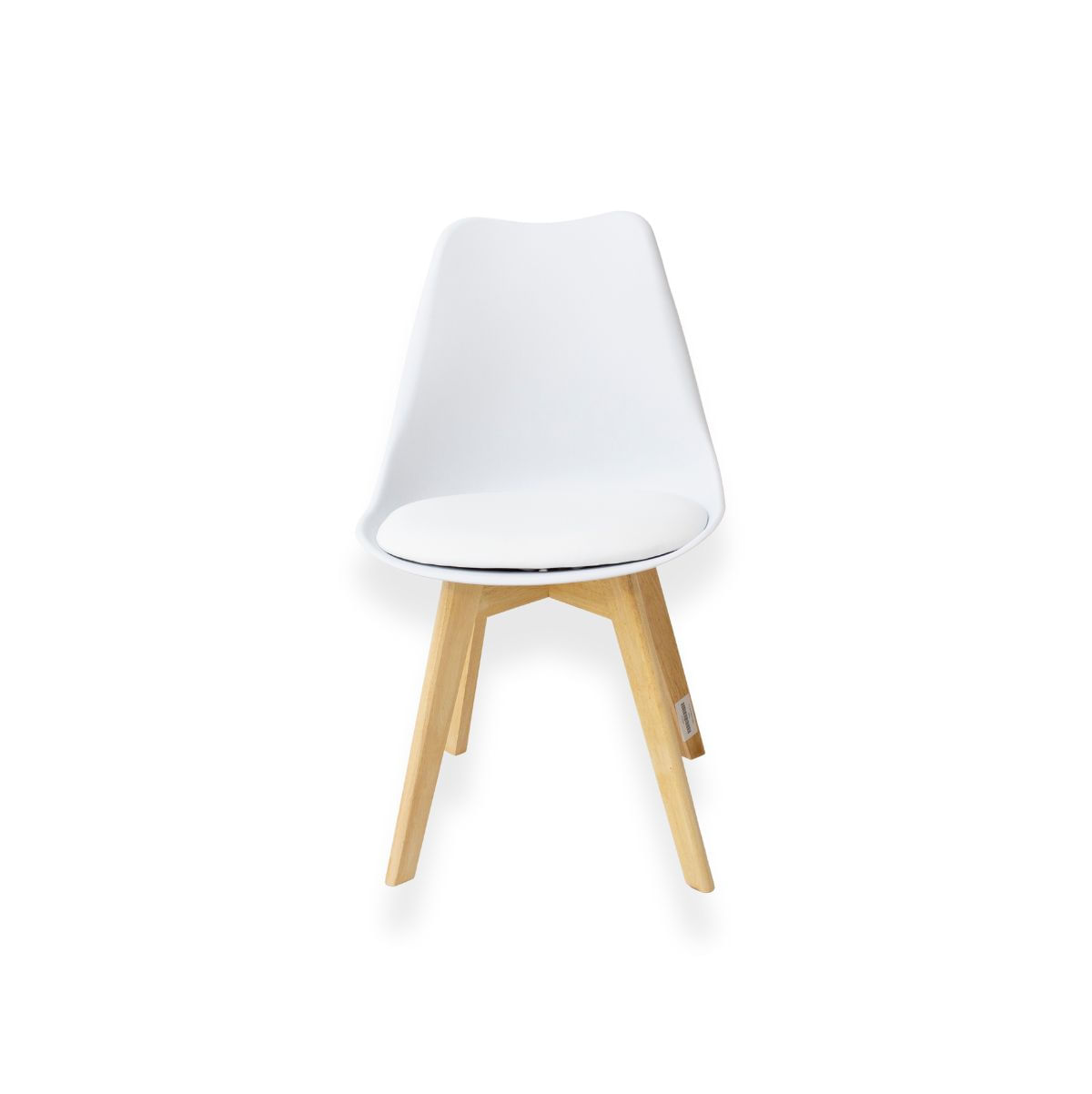 Silla Escandinava asiento acolchado con respaldo curvo blanco/natural frontal
