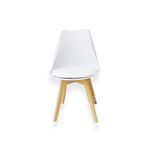 Silla Escandinava asiento acolchado con respaldo curvo blanco/natural frontal