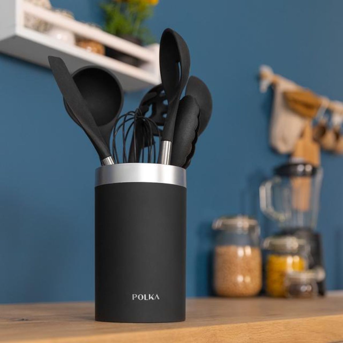 Set de 9 utensilios de cocina Cecotec Polka Excellence Force mango soft touch negro animada