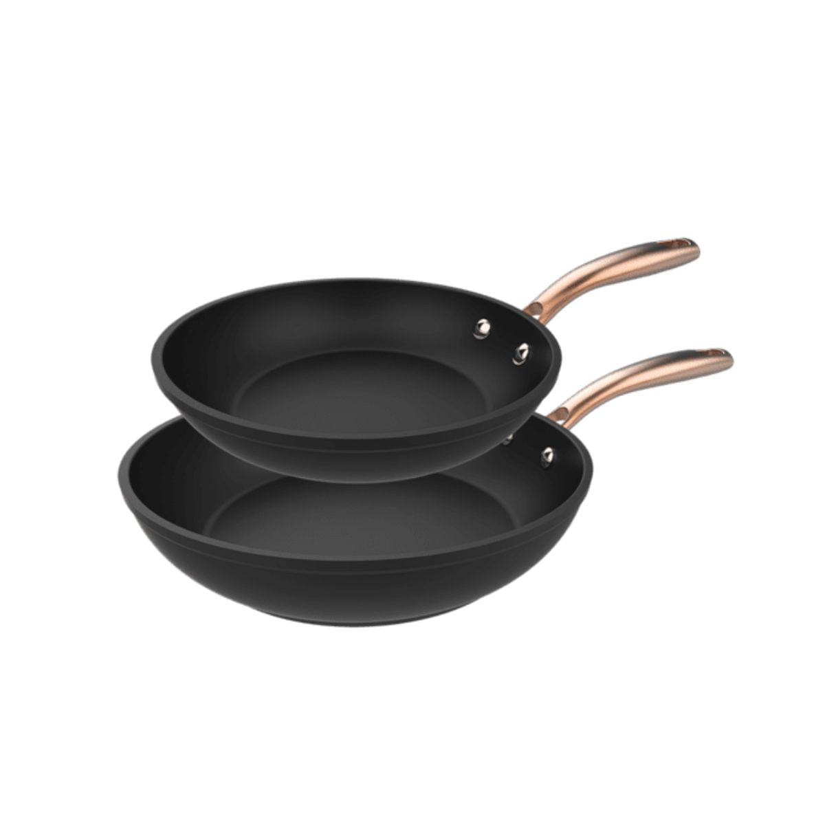 Set de 2 sartenes Cecotec Polka Fantasy Bucket aluminio forjado dorado Ø20/Ø24 cm fondo blanco