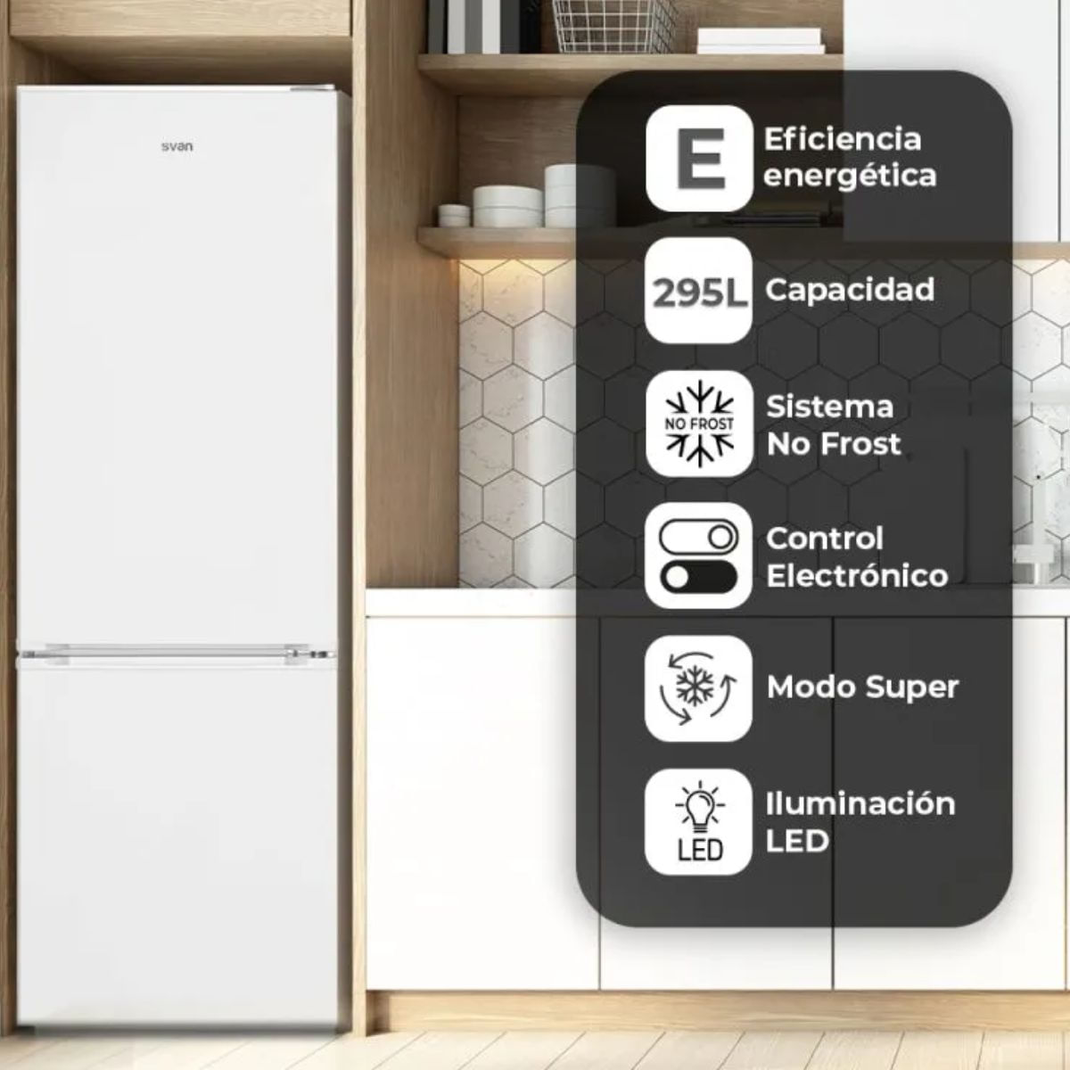 Frigorífico combi Svan SC185601ENF No Frost 295L E blanco 186 cm