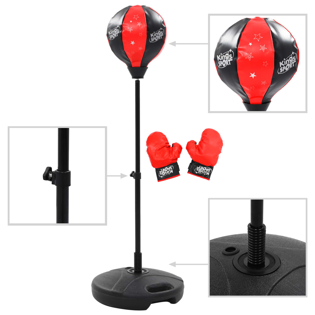 Punching ball de boxeo infantil con soporte guantes incluidos rojo/negro 87-120 cm