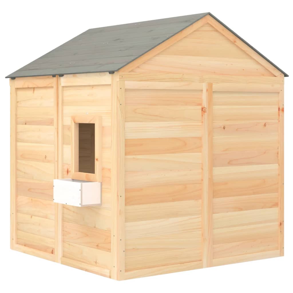 Casita de juegos de madera 3-12 años puerta con cierre y maceteros madera/gris