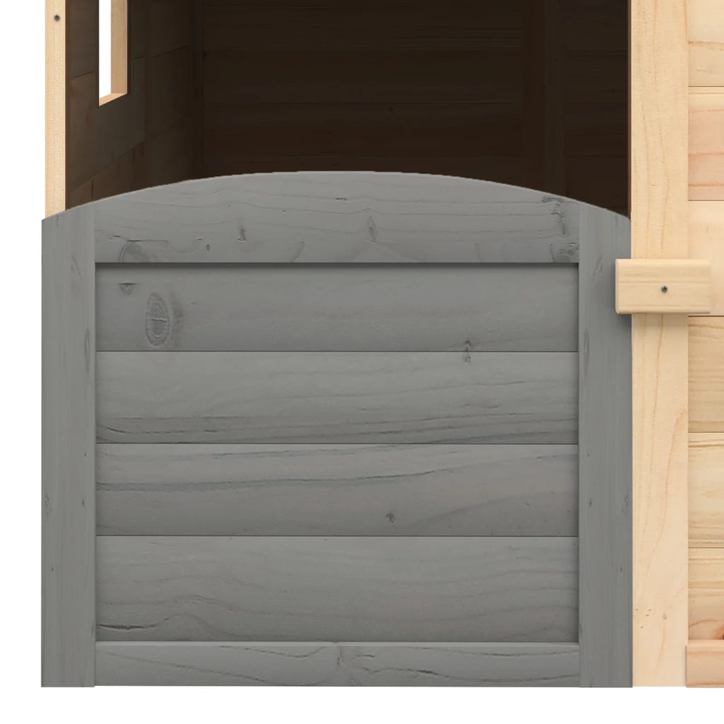 Casita de juegos de madera 3-12 años puerta con cierre y maceteros madera/gris