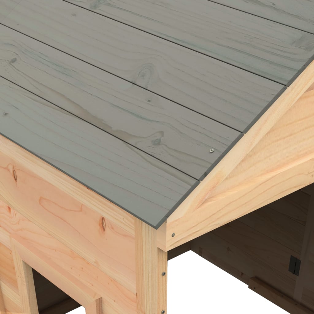 Casita de juegos de madera 3-12 años puerta con cierre y maceteros madera/gris