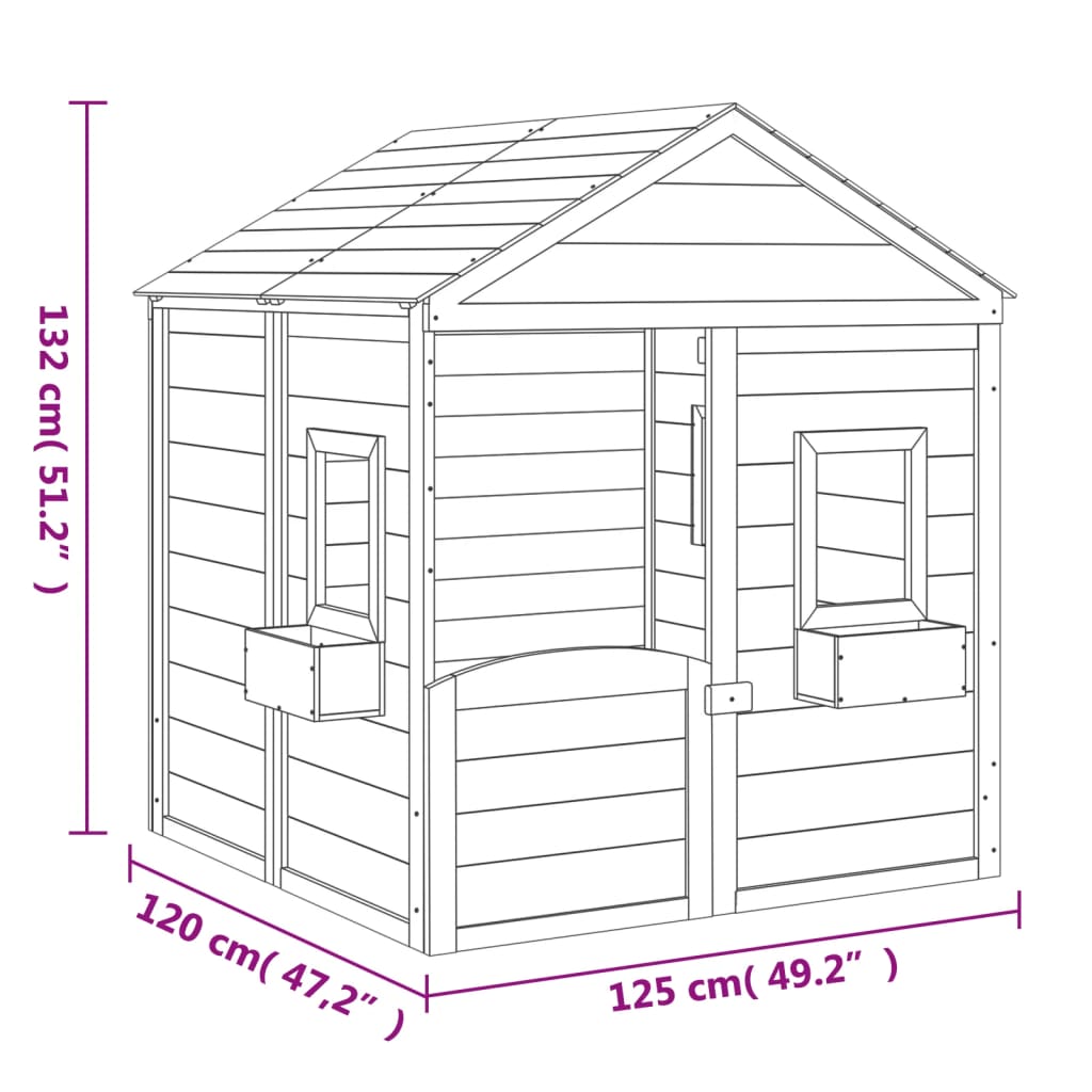 Casita de juegos de madera 3-12 años puerta con cierre y maceteros madera/gris