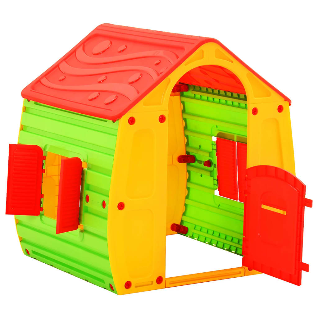 Casita de juegos infantil +10 meses multicolor 109x102x90 cm puerta y ventanas